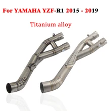 Для YAMAHA YZF-R1 YZF R1- титановый сплав средняя труба мотоцикл среднего соединения глушитель