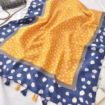 

2020 New BLUE LEOPARD scarf for women autumn winter vintage long BLUE DOT Headband Foulard Sjaal Wrap Hijab Snood