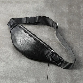 

Men Crossbody Bag PU Leather Sling Chest Bag Mens Leather Waist Bag Fashion Casual Daypacks For Men
