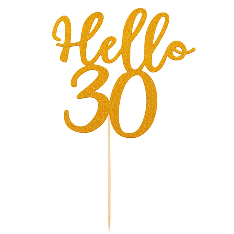 HUIRAN Черное золото для взрослых 30th 40th 50th День Рождения украшения принадлежности 30 40 50 с днем рождения баннер воздушные шары посуда - Цвет: Cake Topper