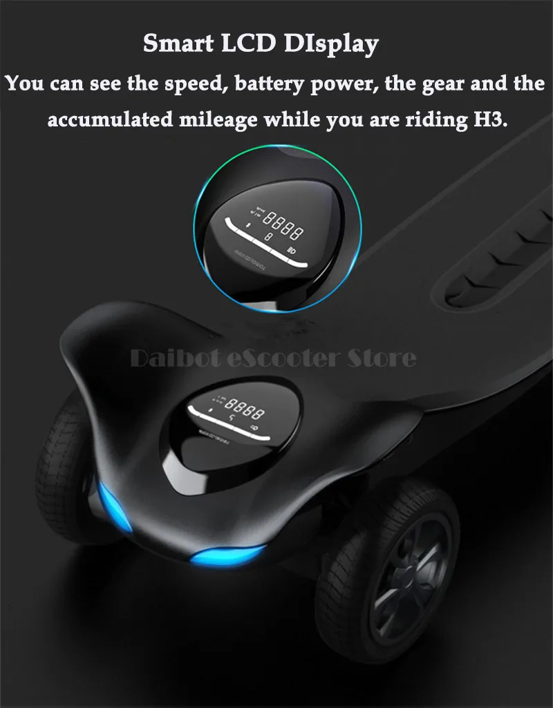 Электрический скейтборд для взрослых 3 колеса, балансируя электрические скутеры 6 дюймов 36V 250W Портативный электрический скутер с Bluetooth/выдвижной ручкой для покупок