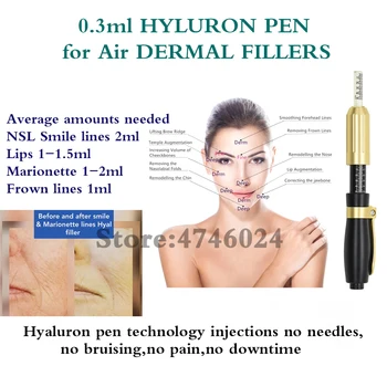 

0.3ML Hyaluronic Acid Pen Dermal Filler Hialuronic Pen Acido Hialuronico Atomizer Guns Hyaluronique Acid Lip Filler Injections