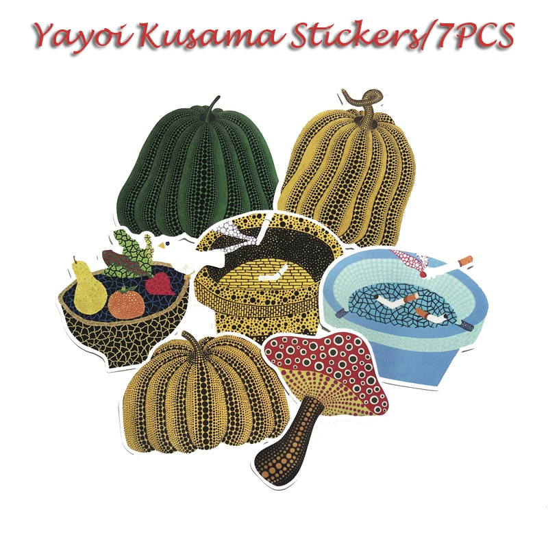 

7pcs Yayoi Kusama Art Pumpkin Pattern Sticker For Car Styling Bike JDM Doodle Decals Cool Waterproof Sticker