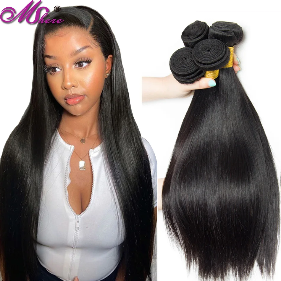 Mechones de pelo liso peruano, extensiones de cabello humano, Color Natural, 1/3 mechones, no Remy