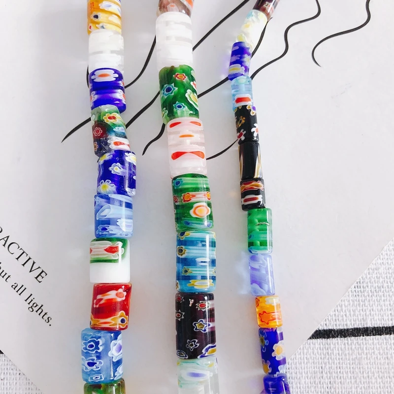 

DIY Jewelry Accessories Wholesale Mixed Colors Flowers Glass Cylindrical Loose Beads Earrings Necklaces Bracelets Accessories