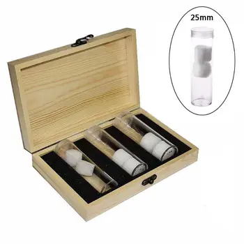

Wooden Storage Box Display Collection Case Protector with 3 Pcs Clear Round Screw Top Coin Tubes Holders for 25/27/30mm Coins
