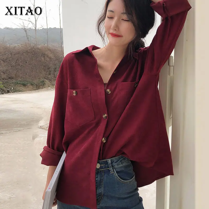 

XITAO Women Fashion New Blouse 2020 Spring Elegant Small Fresh Full Sleeve Pocket Goddess Fan Minority Loose Shirt DMY3031