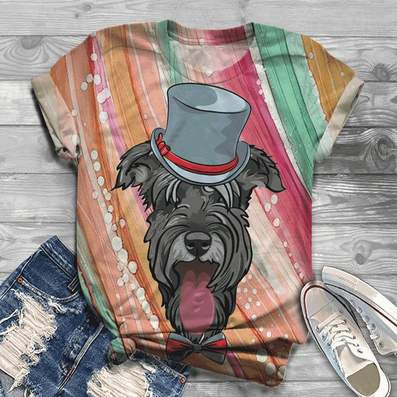 Oversized New Digital 3D Cute Dog Printed  Women T-Shirt O Neck Short Sleeve Graphic Tops Summer Harajuku TShirt
