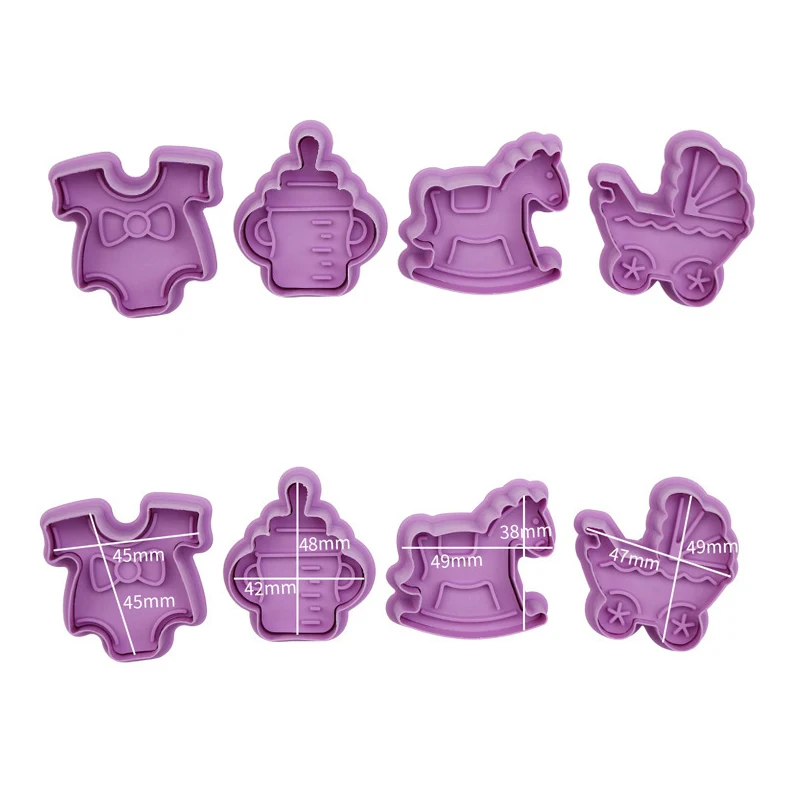 4Pcs/Set DIY Stamp Biscuit Mold 3D Cookie Plunger Cutter Pastry Decorating Food Fondant Baking Mould Tool cookie cutter baking mold cookie mould fondant cutter
