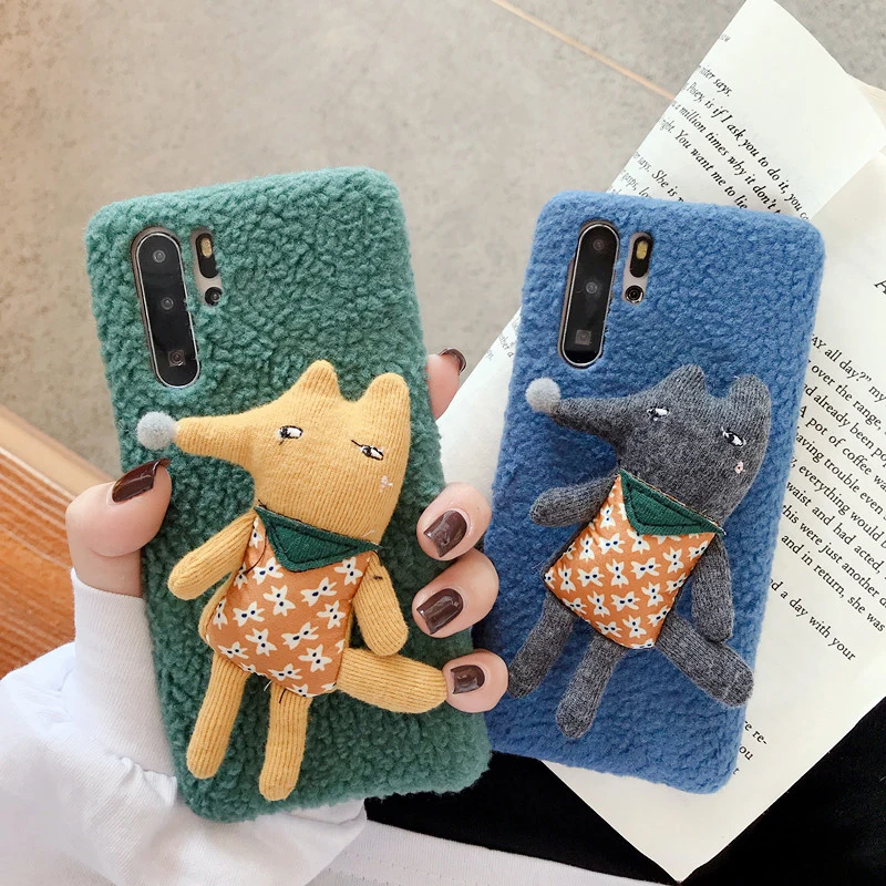 Пушистый мультяшный плюшевый ТПУ противоударный чехол для huawei P30 P20 mate 30 Pro Чехол для huawei Honor 9X V20 Pro Nova 3 4 5 Pro