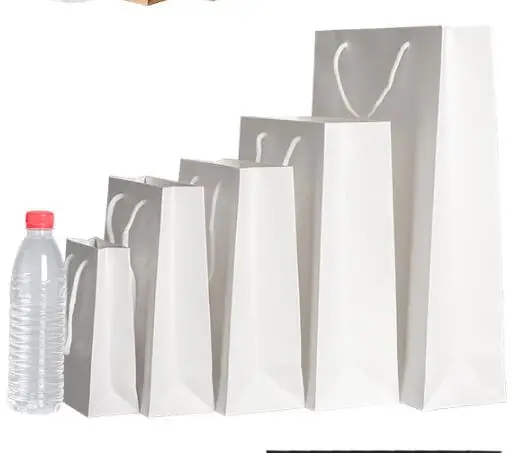 Белый 5pcs Kraft Paper Gift Bags With Handles Multi-function High-end Paper Bags For Clothes Shopping Party Gifts Bag Custom Logo - Цвет: Белый