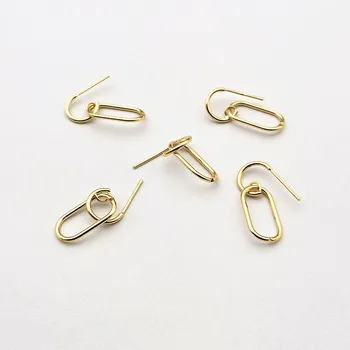 

New arrival! 18x10mm 30Pcs Plating Real gold Oval Ear stud for Earring DIY Making, Jewelry Accessories Findings & Component