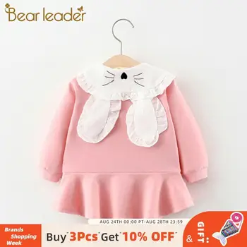 

Bear Leader Children's Clothing 2020 New Autumn Children Long Sleeve Dress 6-24M Girls Ruffles Cartoon Pattern Princess Outfits