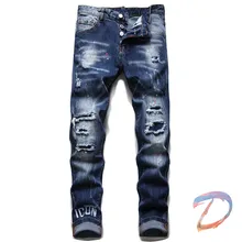 Dsq pantalones vaqueros rasgados para hombre, Jeans de alta calidad, de gama alta, informales, a la moda, DSQ2