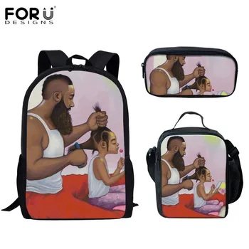 

FORUDESIGNS 2020 Africian Father Love Pattern Children School Bags Canvas Backpack For Teenagers Fashion Large Capacity Satchels