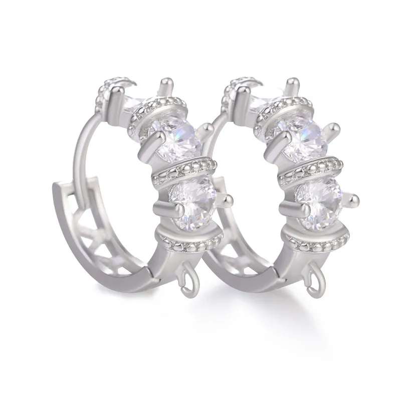 White Gold Juya, сделай сам, кубический цирконий, золото/серебро, застежка, обруч, серьги, крючки и застежки, аксессуары для женщин, модные серьги, ювелирные изделия - Цвет: White Gold