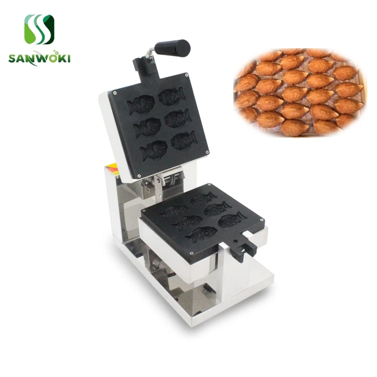 

Commercial electric fish shape waffle maker Flip baker iron Pan 6 pcs fish taiyaki machine small Taiyaki maker machine