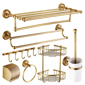 Solid Brass European Bathroom Accessories Set Antique Carved Bathroom Hardware Sets Luxury Bathroom Products 1