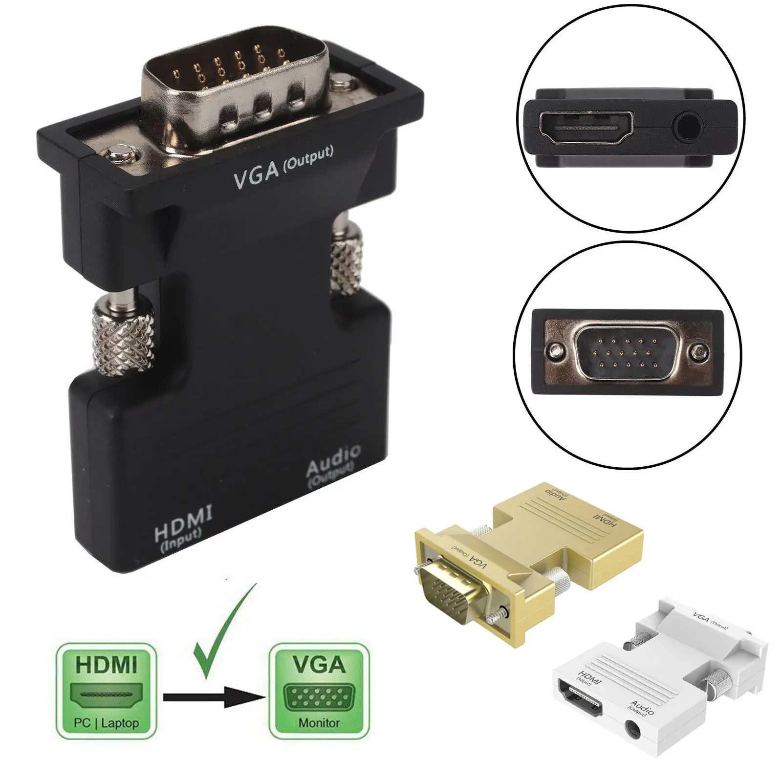 Горячий Универсальный 1080P HDMI Женский VGA штепсельный преобразователь, адаптер стерео аудио выход USB мощность для ПК