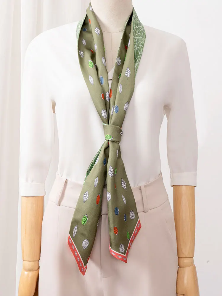 100% Real Silk Long Scarf For Women Twillon Neckerchief 2021 Luxury Bufandas Silk Scarf Printed Headband Foulard Femme 155x12cm