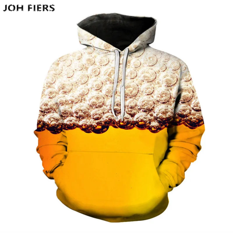 

Spring autumn New Fashion Beer 3D Digital Printing Baseball Uniform Fashion Street Hooded Track Men And Women 2019