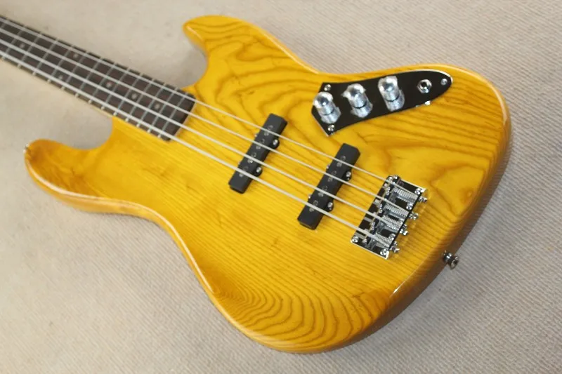 Китайская гитара factory custom new Natural Ash Body 4 струны Jazz Bass guitar бесплатная доставка см.