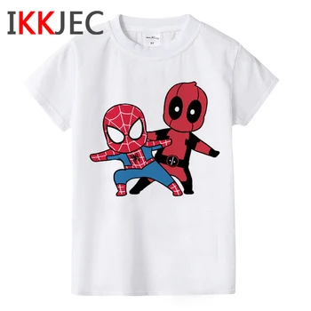 

Spiderman Deadpool Funny Children T Shirt Cool Boys Girls Anime T-shirt Superhero Cartoon Tshirt Casual Top Tees Kids Clothing