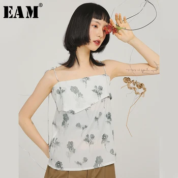 

[EAM] Women Pattern Printed Split Joint Temperament Camis New Sleeveless Personality Fashion Tide Spring Autumn 2020 1S750