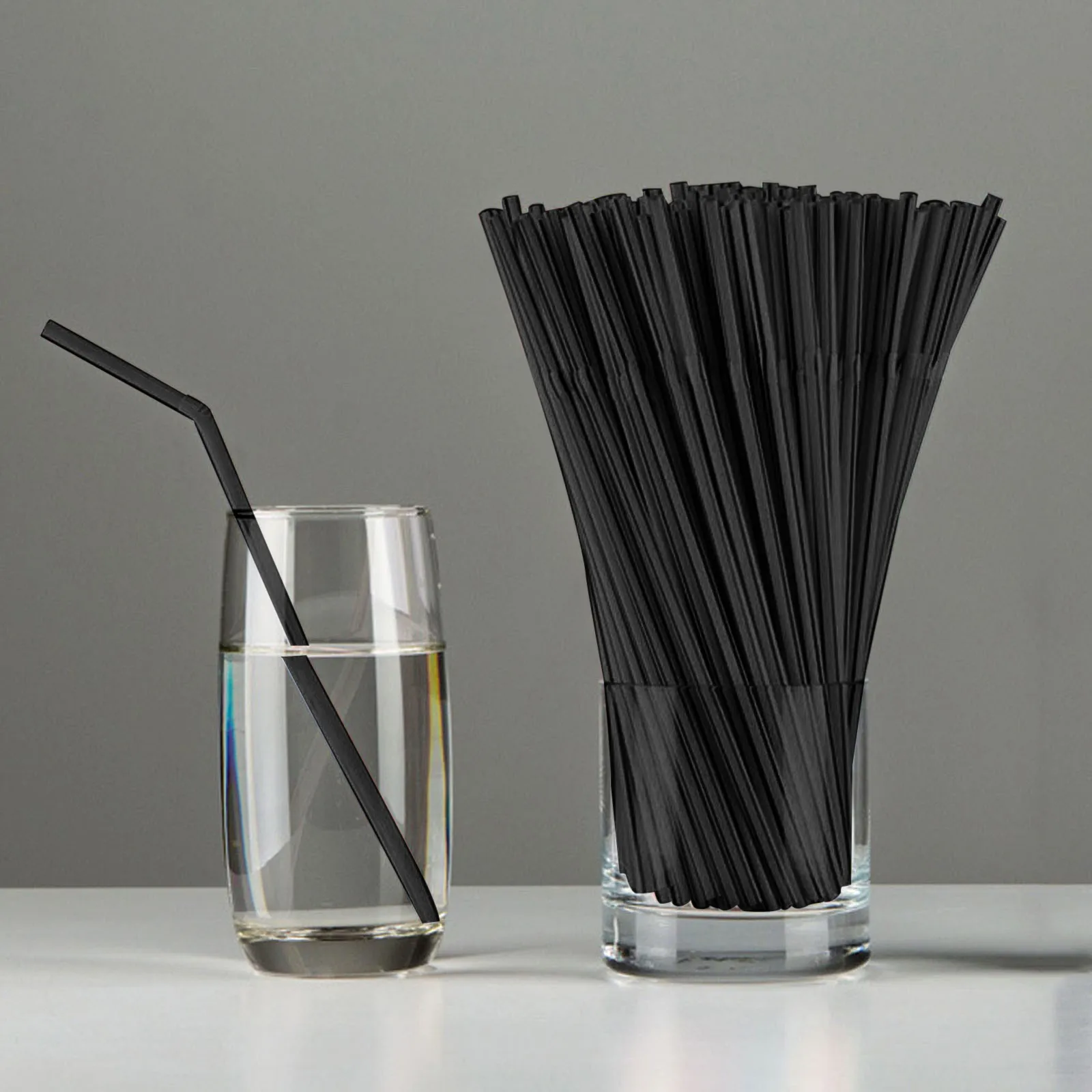 1000pcs/Set Black Cocktail Straws Black Plastic Straw For Birthday