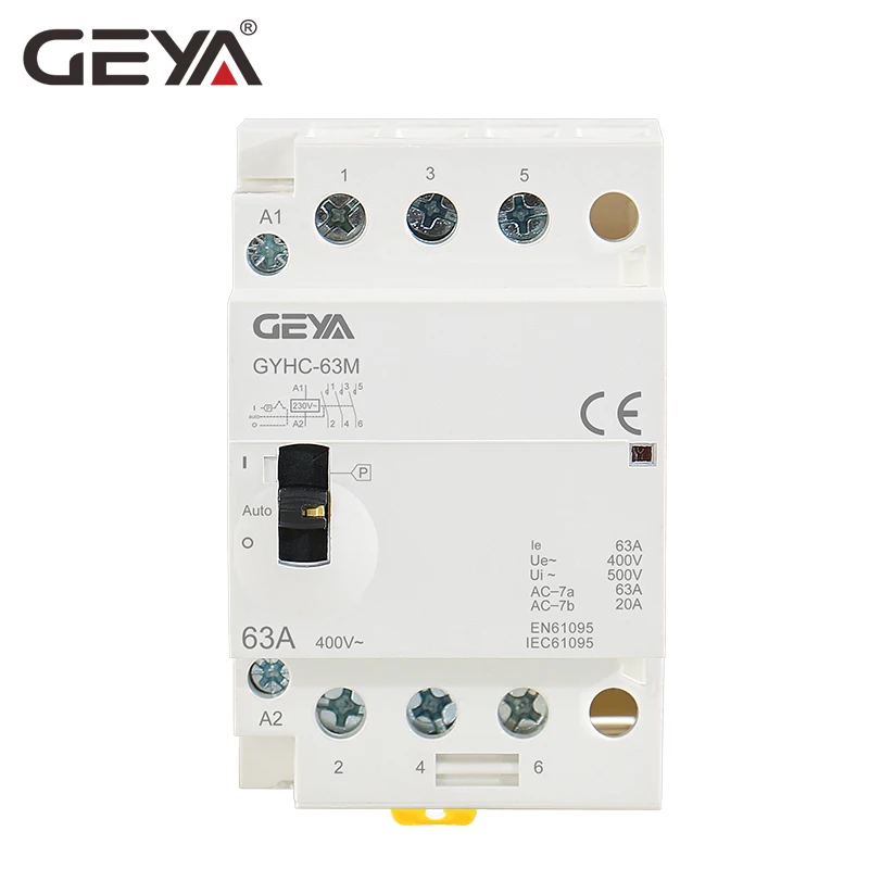 GEYA GYHC 3 фазы 40A 63A 3NO din-рейку бытовой AC модульный контактор с ручным управлением переключатель