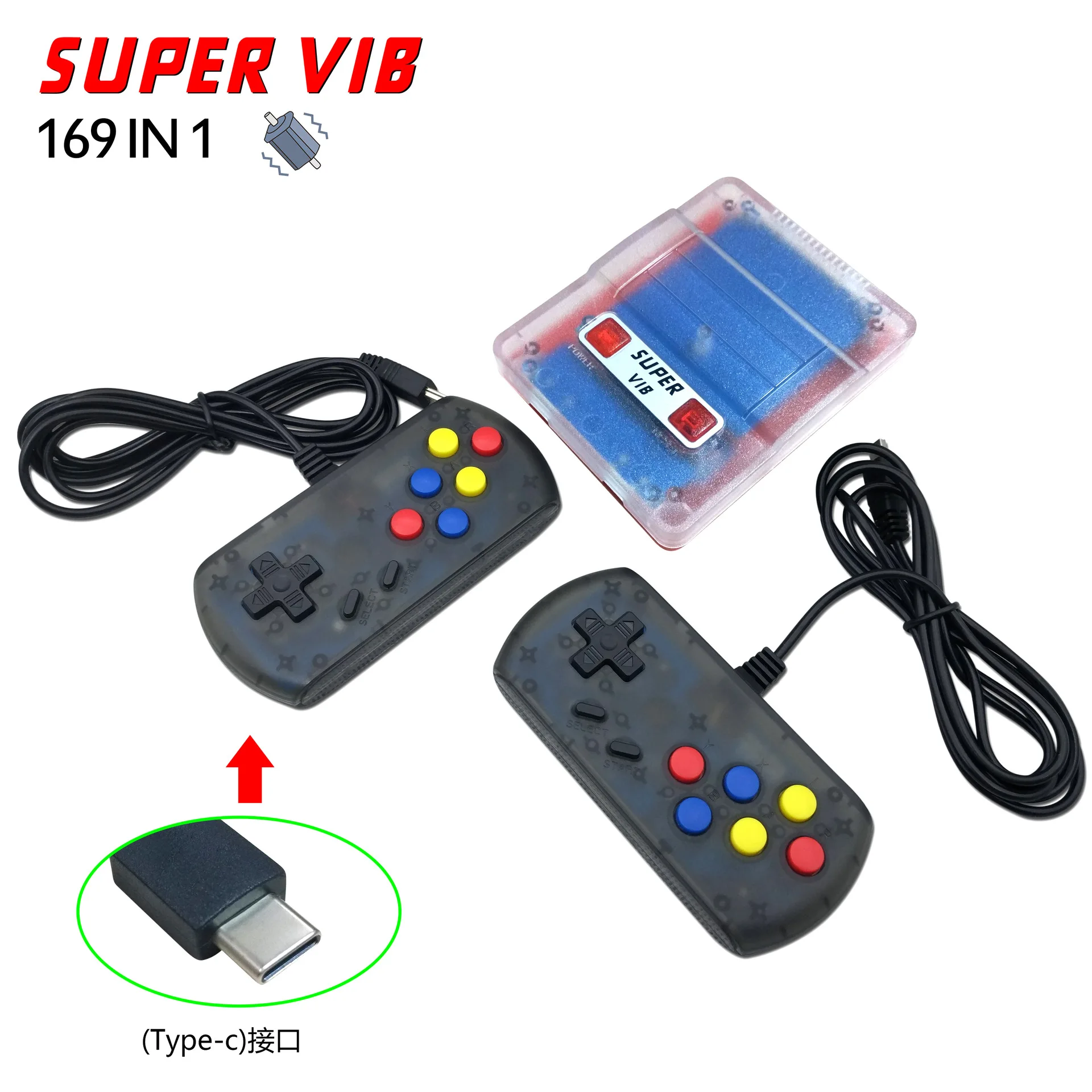 

SUPER VIB-TV Vibration Handle SNES Home Game Machine Video Games Console Retro Gaming Console Bulit In169 Games Double Gamepads