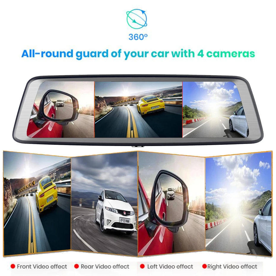 Видеорегистратор WHEXUNE автомобильный 10 дюймов 4 камеры ADAS Android 4G FHD