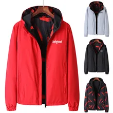 Мужская Осенняя зимняя повседневная двухсторонняя куртка с принтом, пальто, свободная верхняя одежда на молнии с длинным рукавом, бейсбольные куртки