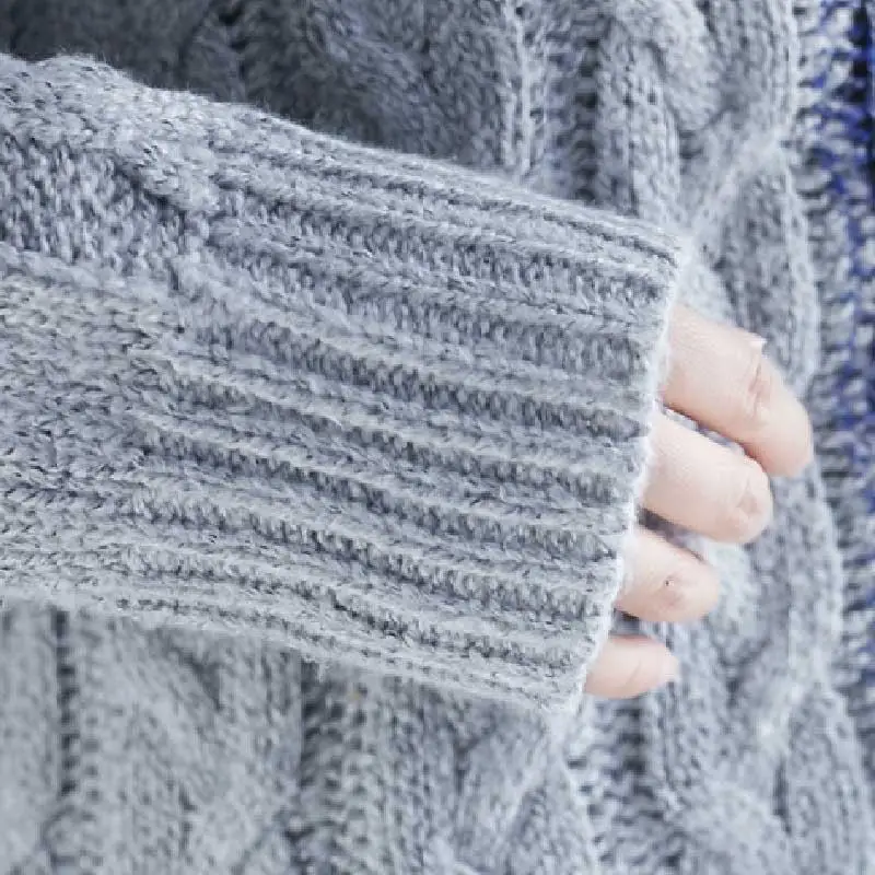 Плюс размер Лоскутная водолазка свитер джемпер женский трикотажный женский свитер пуловер зимние свитера шерстяной трикотаж массивные Топы