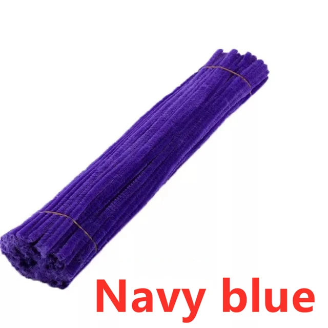 100pcs 30cm Chenille Stems Pipe Cleaners Kids Plush Educational Toy Colorful Pipe Cleaner Toys Handmade DIY Craft Supplies Navy Blue 100Pcs