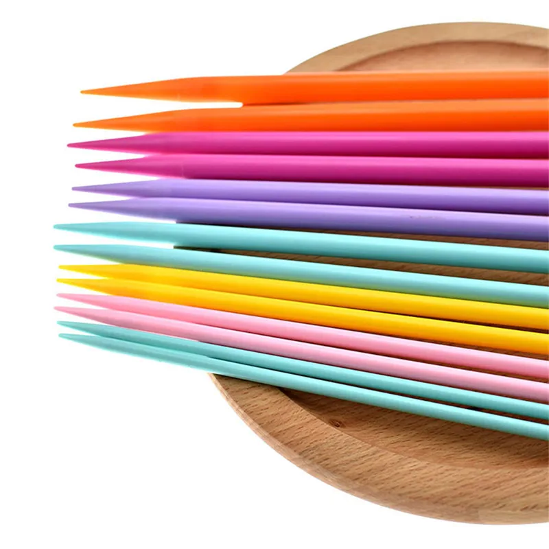 7 Pairs 4.0mm-10.0mm Knitting Needles Plastic 25cm Single Pointed Yarn Weave Knitting Needles Hook DIY Knitted Tool for Scarf