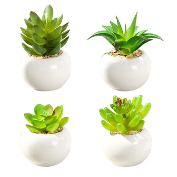 

4pcs Simulation Succulent Pots Fake Succulent Bonsai Plastic Plant Ornaments Household Decorations for Home Office