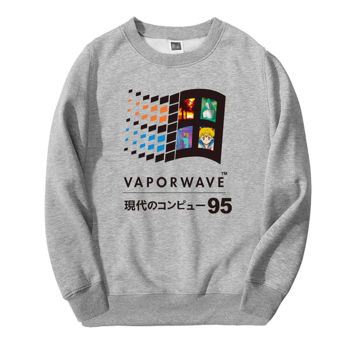Весна Зима Vaporwave винтажный Ретро японский аниме эстетический мужской свитер толстовки хип хоп Уличная Повседневная спортивная одежда