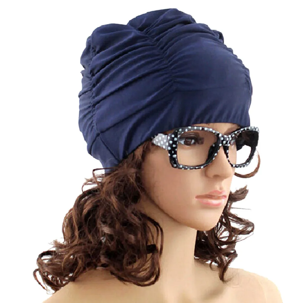 Спортивная Сексуальная женская шапочка для плавания с длинными волосами для девочек, эластичная шапка, драпированная шапочка для купания, шапка для плавания на открытом воздухе - Цвет: DL
