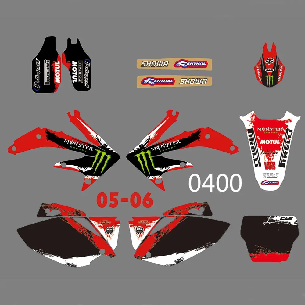 

New Full Graphics Decals Stickers Custom Number Name Glossy Bright Stickers Waterproof for HONDA CRF450R CRF450 2005-2006