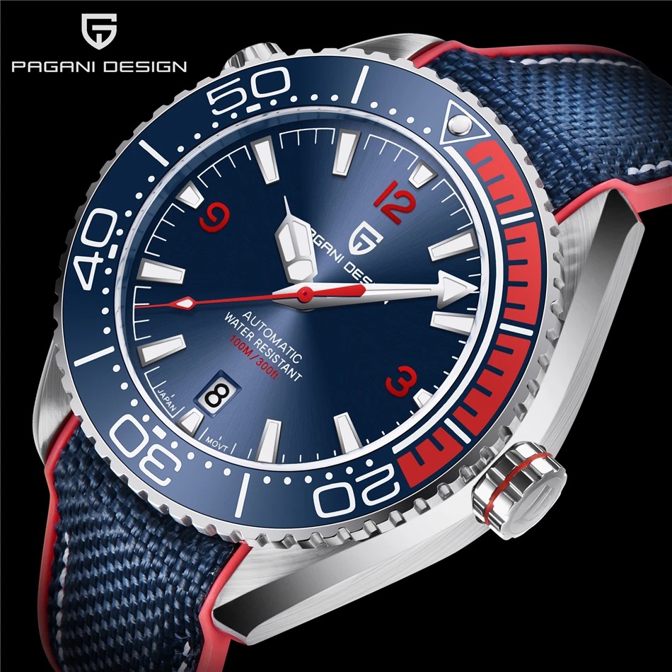 PAGANI DESIGN Men's Automatic Mechanical Watch Ceramic Bezel 100M Waterproof NH35A Movement Luxury Sapphire Glass Watch for Men