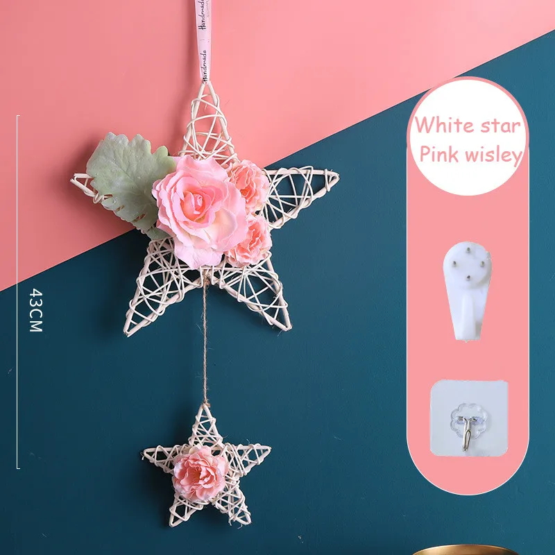 White pink wisley Цветок ручной работы стене висит украшение форма пентаграммы милая игрушка орнамент для детей Спальня для детей для детской комнаты, для девочек Декор - Цвет: White pink wisley
