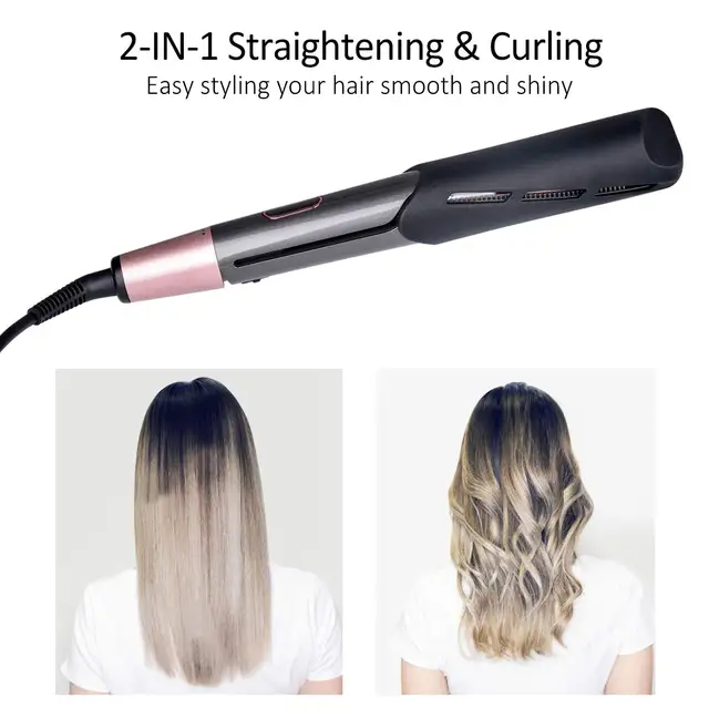 Introducing the Professional Spiral Wave Curl And Straight Iron Styling Tools 2 in 1 Hair Curler ; Straightener Twisted Ionic Flat Iron Styler