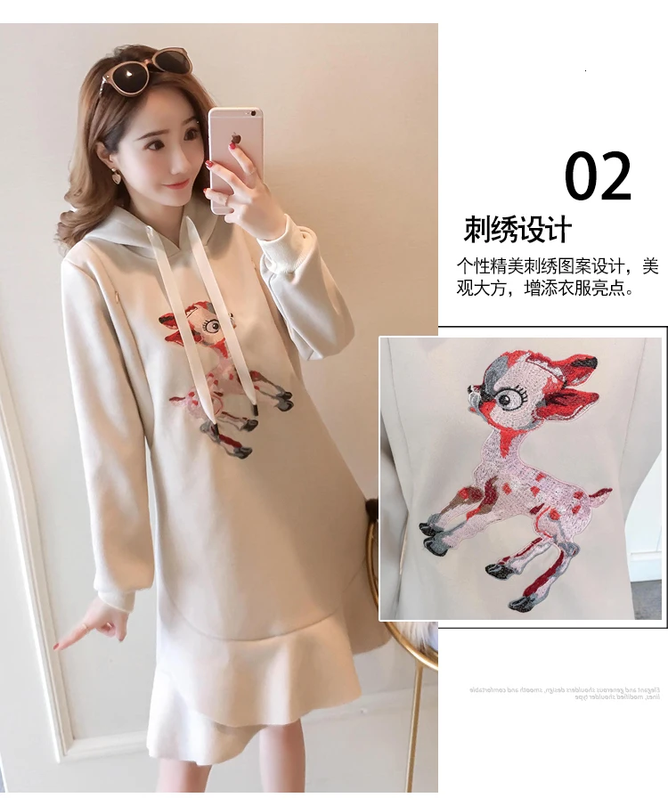 Pregnant Woman Woolen Embroidery Who breastfeeding women Dress Thickening Keep Warm Postpartum Nurse Lactation Dress maternity