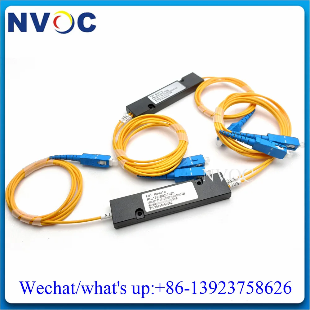 2 Pezzi 30/70 1X2 Fbt1310/1550Nm Sc/Fc/St/Lcpc Connettore Accoppiatore In Fibra Ottica, Sm,Dw,2.0/3.0Mm,1M, Splitter Plc 90*20*10,2 Vie Scatola Abs