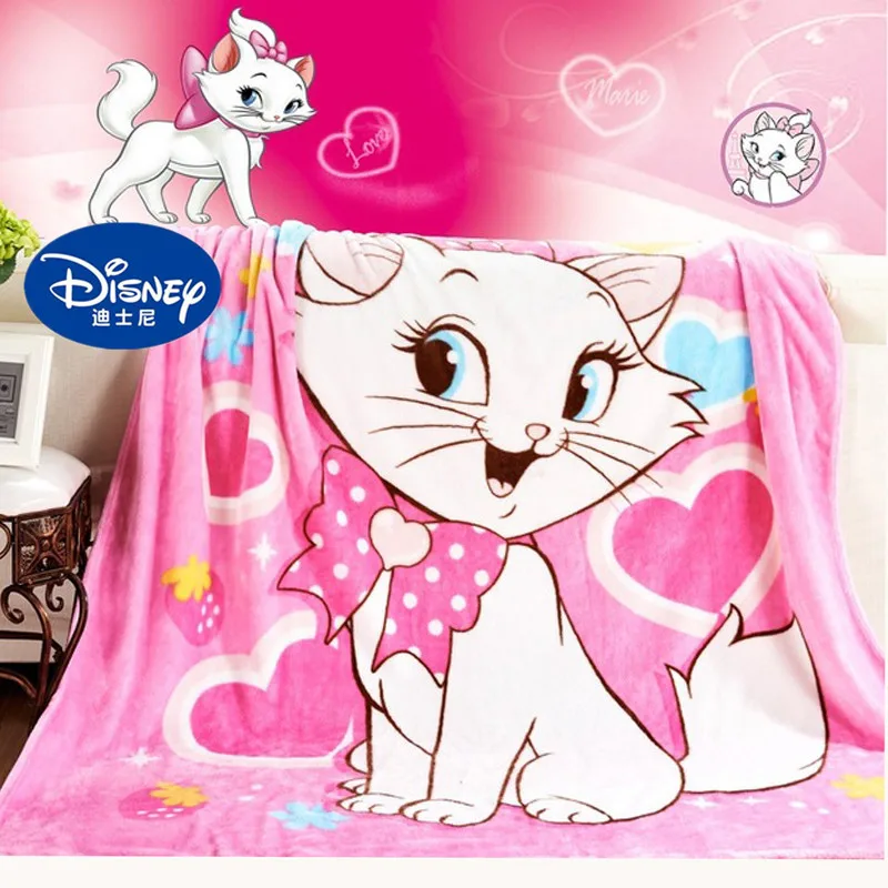 

Розовые флисовые пушистые одеяла Disney с изображением кота Мари на кровати/диване, спальное белье, постельное белье, простыня для детей и девочек