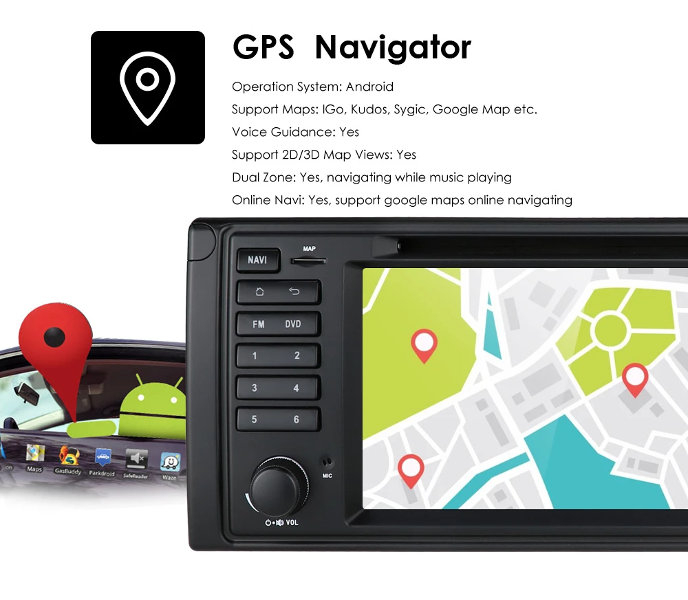 DSP IPS 4G android 9.0 car multimedia player for BMW 5 Series E39 1996-2003 X5 E53 2000-2007 M5 199