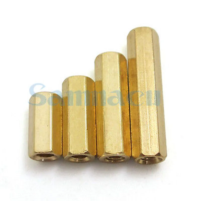 5pcs M6*1.0 Female Length 8-50mm Brass Hex Screw PCB Standoffs Hexagonal Spacers 