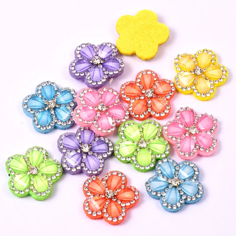 

30Pcs Sew-On Diy Patches Fashion Crystal Diamond 3D Flower For Clothing Rhinestone Applique Dress Bags Phone Case Stickers