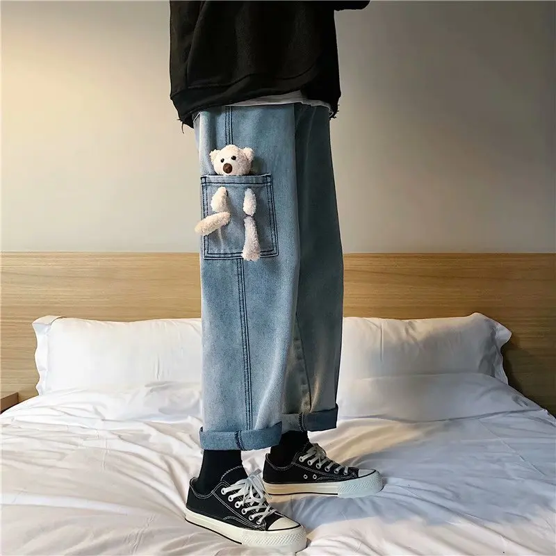 ICCLEK 2021 New Bear Jeans Men's Jeans Fashion Jeans Autumn and Winter Casual Pants High Street Hip-hop Jeans Skinny Jeans Men